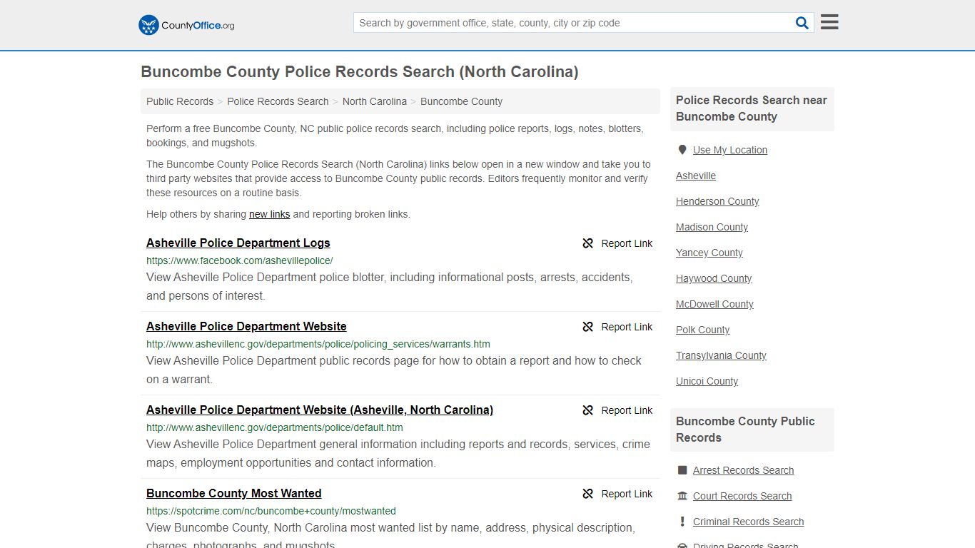 Police Records Search - Buncombe County, NC (Accidents ...